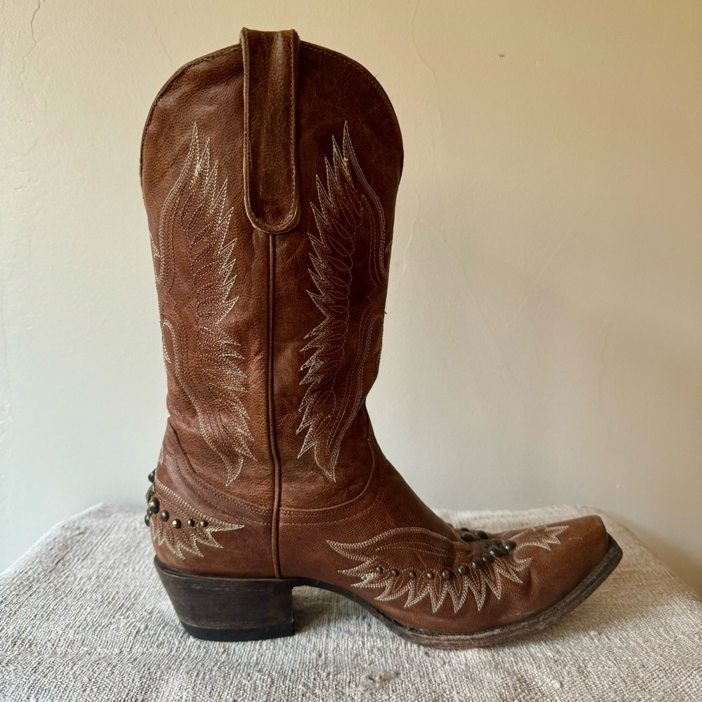 Brown Genuine Leather Cowgirl Boots